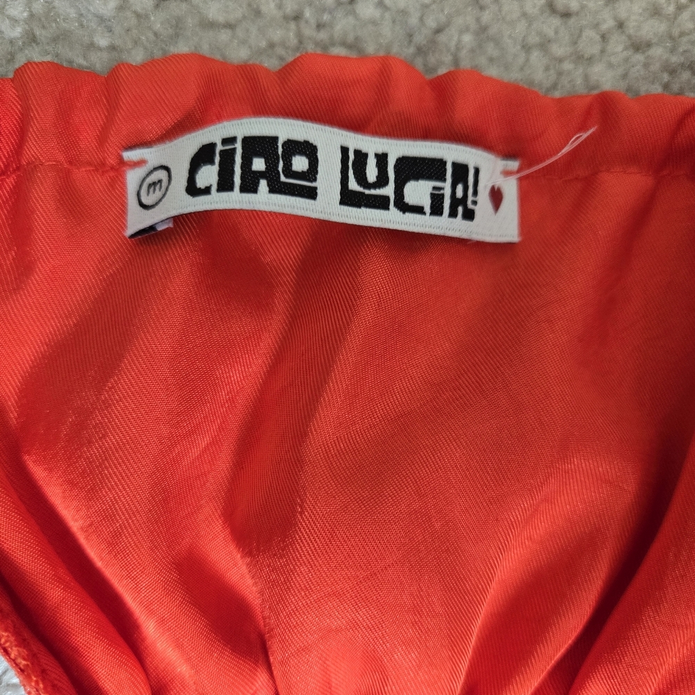 CIAO LUCIA Vibrant Orange Sleeveless Y2K Satin Sara Slip Dress. Size Medium - Picture 7 of 10